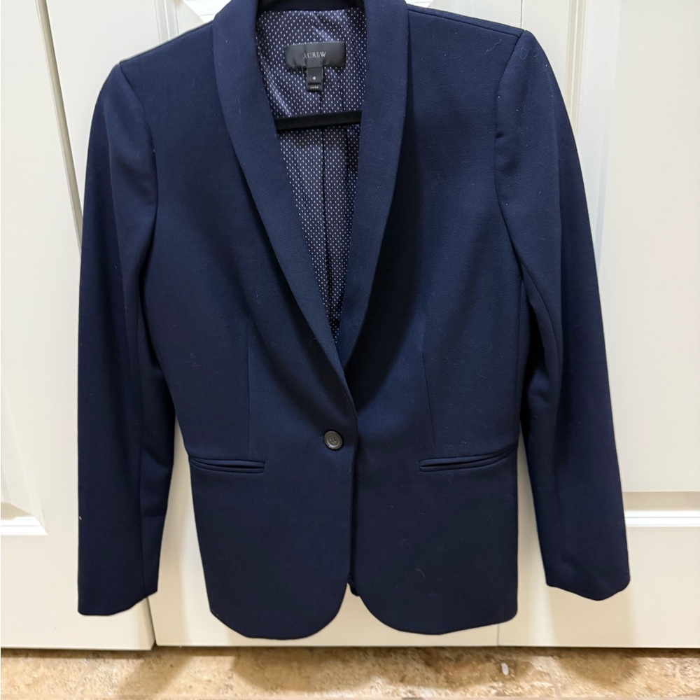 J. Crew Navy Shawl Collar Blazer - Picture 2 of 9